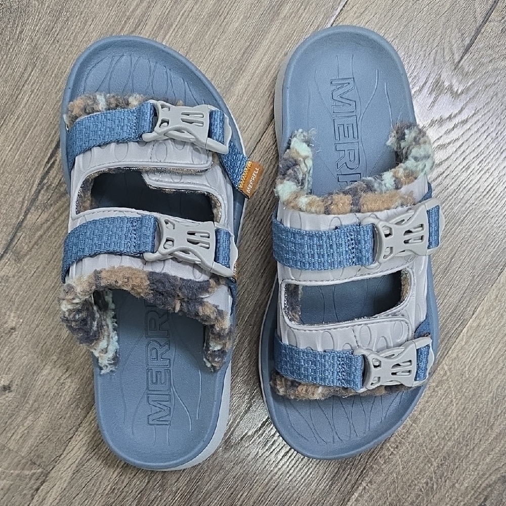 Merrell Blue and Gray Sandals with Adjustable Buckles